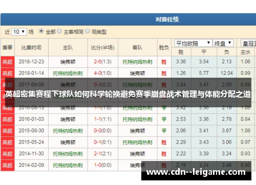 英超密集赛程下球队如何科学轮换避免赛季崩盘战术管理与体能分配之道 英超密集赛程下球队如何科学轮换避免赛季崩盘战术管理与体能分配之道